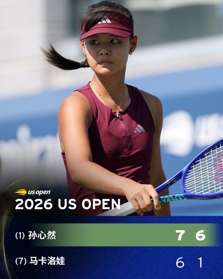 头号种子孙心然2-0战胜马卡洛娃,成功晋级美网青少年女单四强